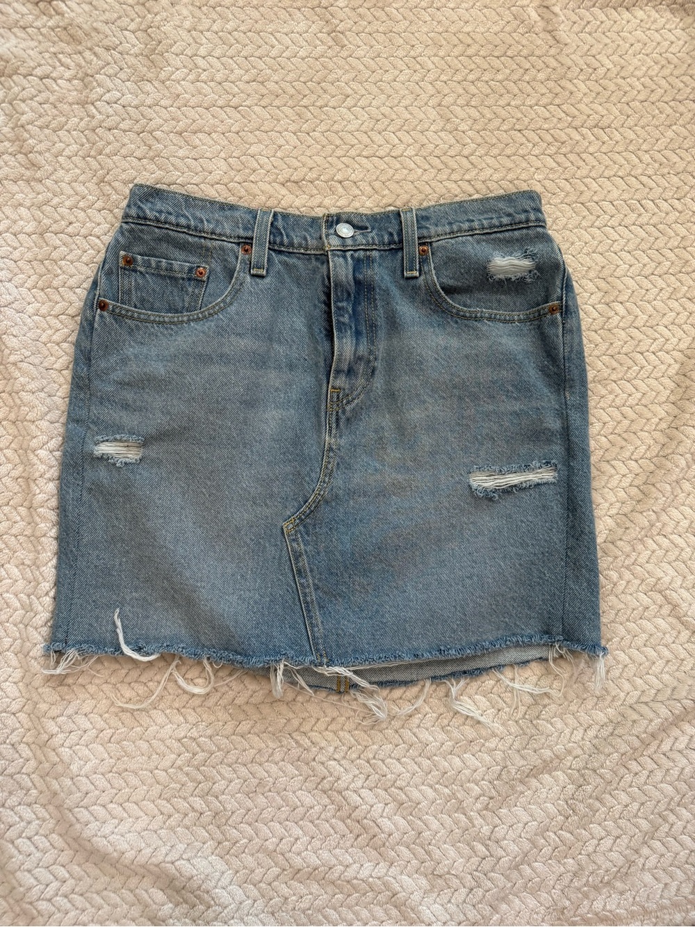 Levi’s Denim Distressed Mini Skirt - Blue